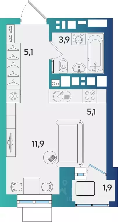 1-к кв. Удмуртия, Ижевск ул. Архитектора П.П. Берша, 44 (26.95 м) - Фото 1