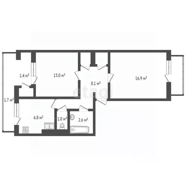 2-к кв. Севастополь, Севастополь, Балаклава г. ул. Невская, 5 (54.7 м) - Фото 2