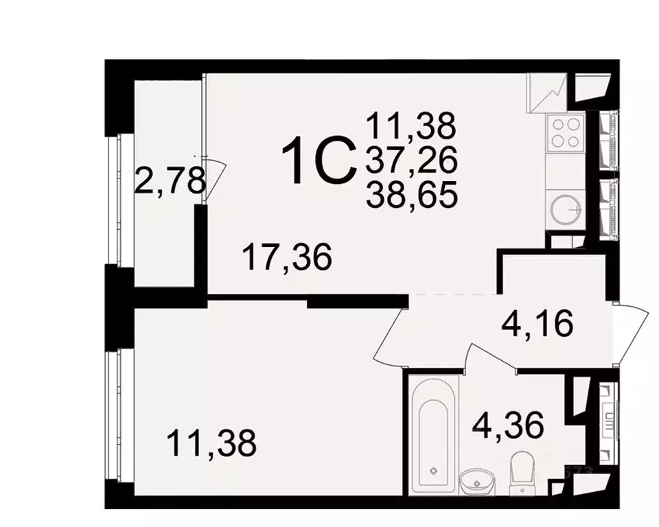 1-к кв. Рязанская область, Рязань ул. Чкалова (37.26 м) - Фото 1