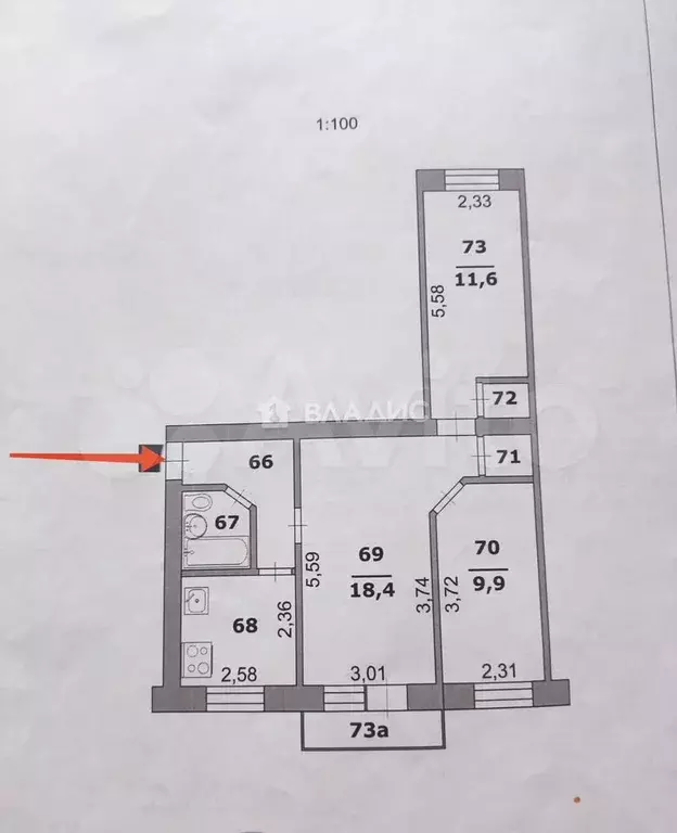 3-к. квартира, 57 м, 4/5 эт. - Фото 0