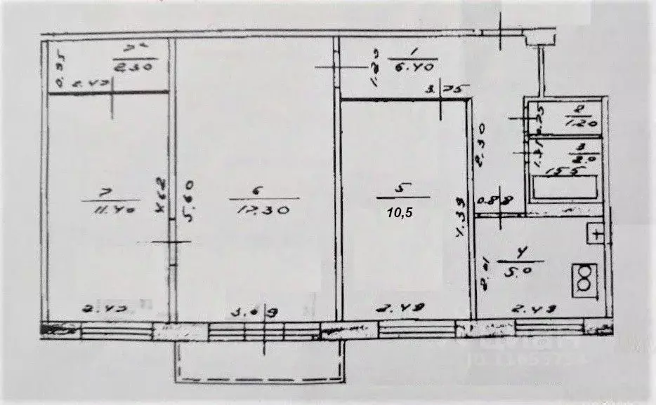 3-к кв. Башкортостан, Уфа просп. Октября, 43/3 (56.5 м) - Фото 2