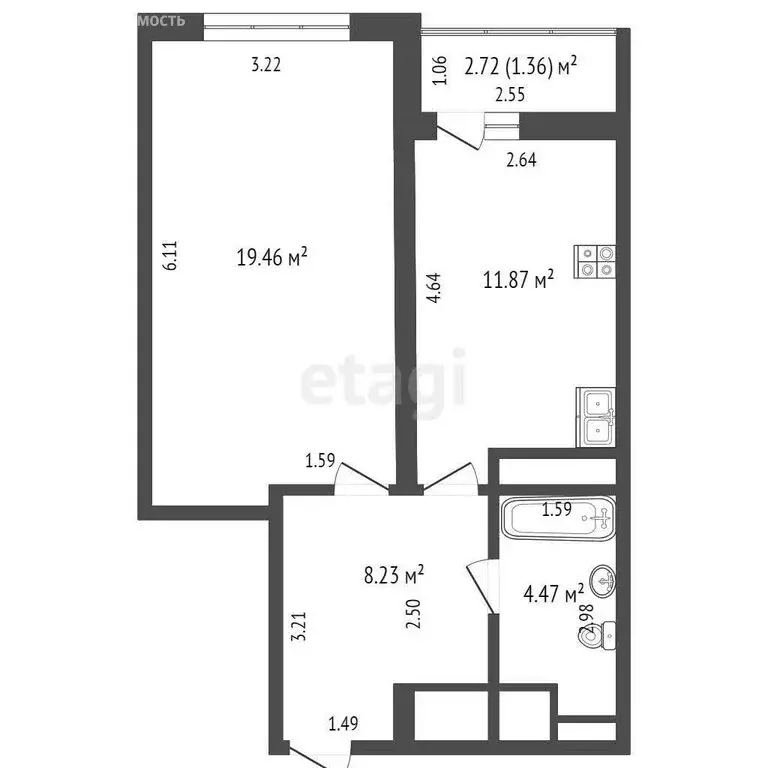 1-комнатная квартира: Самара, улица Маяковского, 44 (44 м) - Фото 1