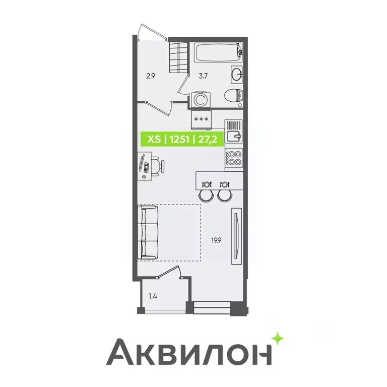 Студия Санкт-Петербург Планерная ул., 87к1 (27.2 м) - Фото 0