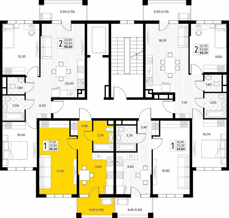 1-комнатная квартира: село Сукко, жилой комплекс Кипарис (35.2 м) - Фото 2