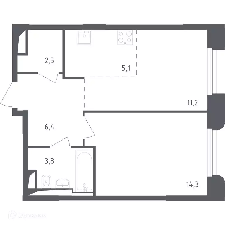 Продаётся квартира-студия, 42 м - Фото 0