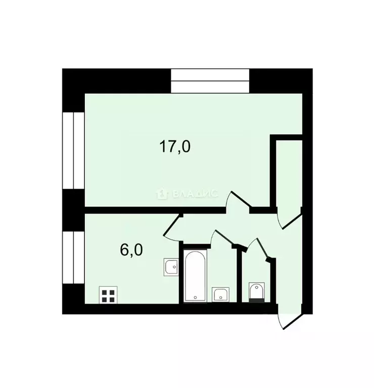 1-к кв. Санкт-Петербург просп. Маршала Блюхера, 50 (30.1 м) - Фото 1