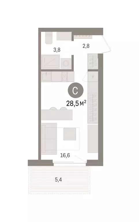 Квартира-студия: Новосибирский район, рабочий посёлок Краснообск, 3-й ... - Фото 2