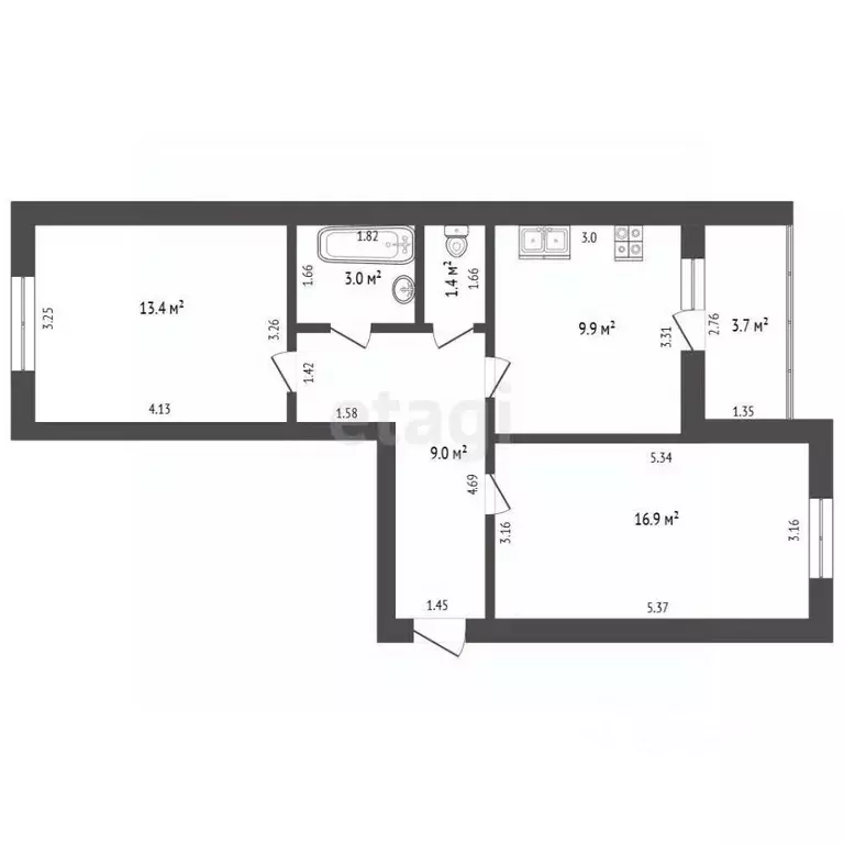 2-к кв. Башкортостан, Стерлитамакский район, Отрадовский сельсовет, с. ... - Фото 2