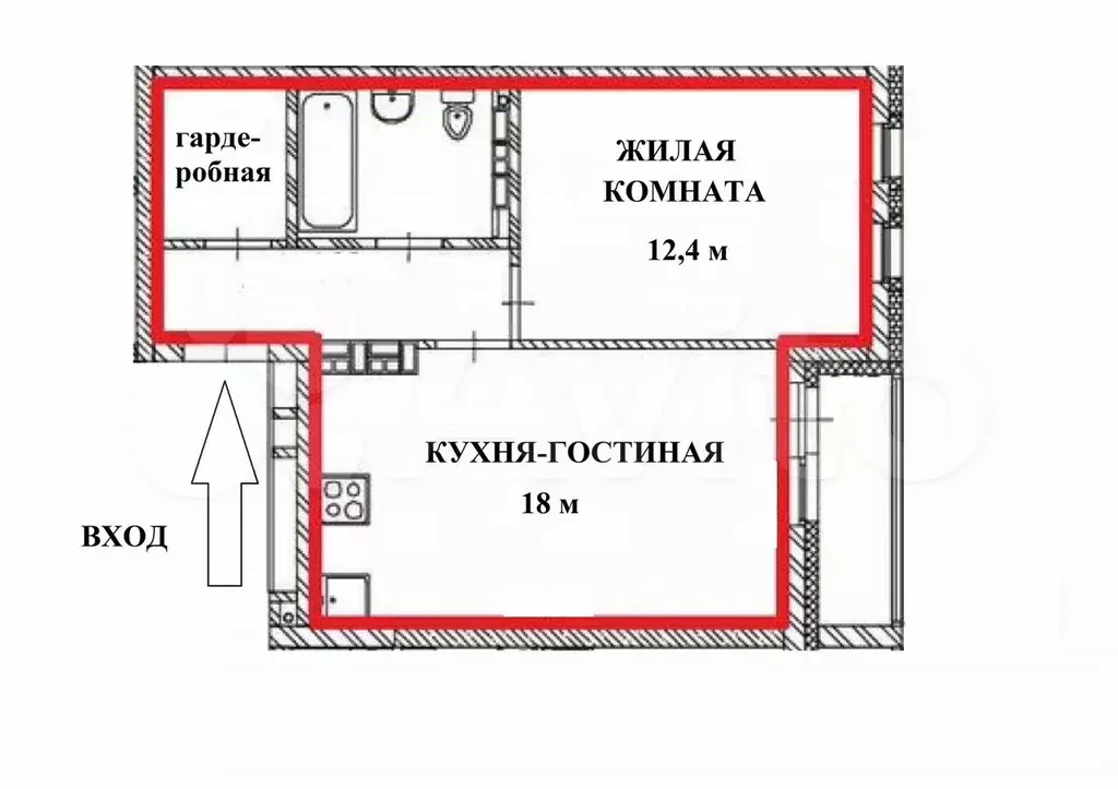 1-к. квартира, 41,7 м, 22/22 эт. - Фото 0