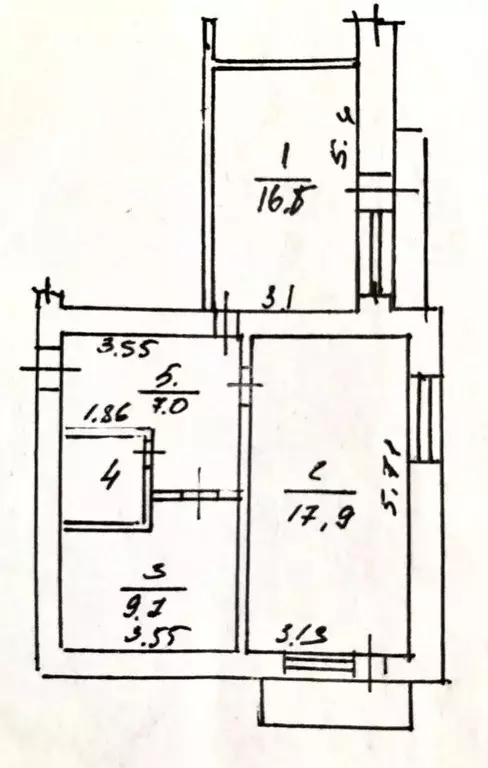 3-к кв. Томская область, Томский район, пос. Рассвет 5 (54.3 м) - Фото 2
