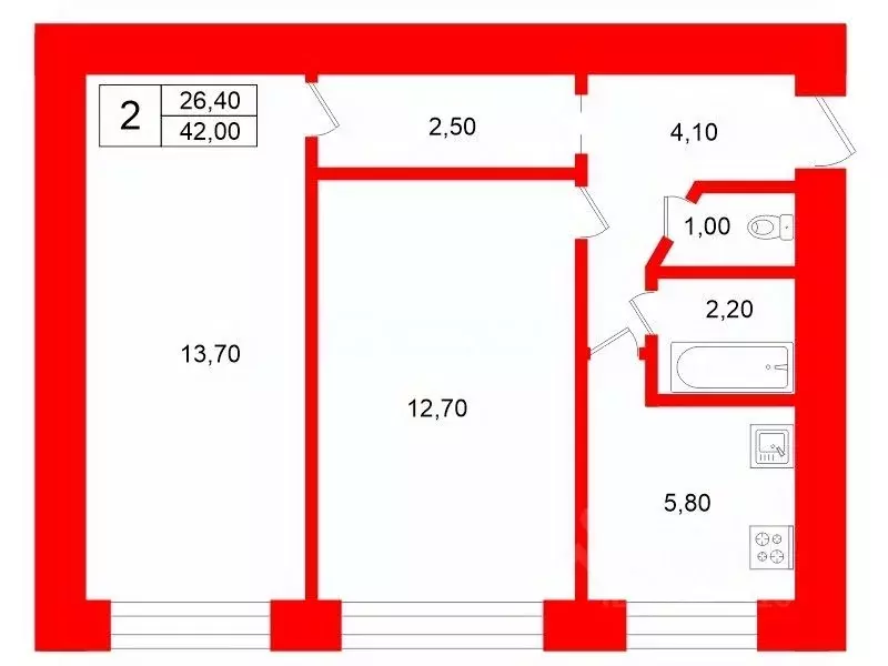 2-к кв. Санкт-Петербург, Санкт-Петербург, Красное Село просп. Ленина, ... - Фото 2