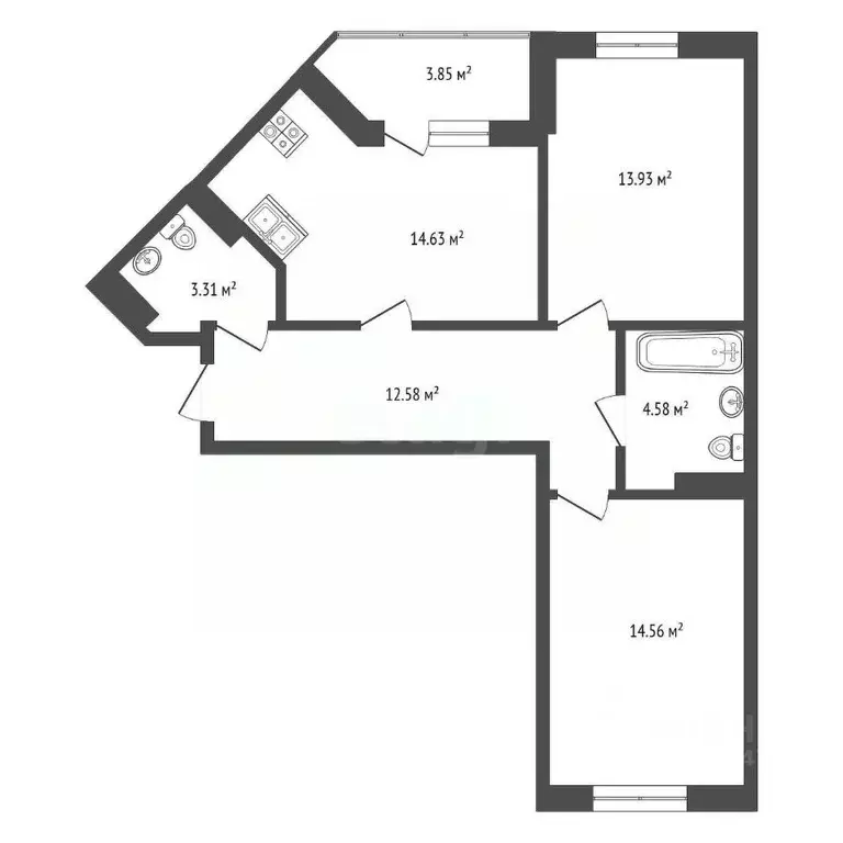 2-к кв. Крым, Симферополь ул. Батурина, 71 (65.51 м) - Фото 1