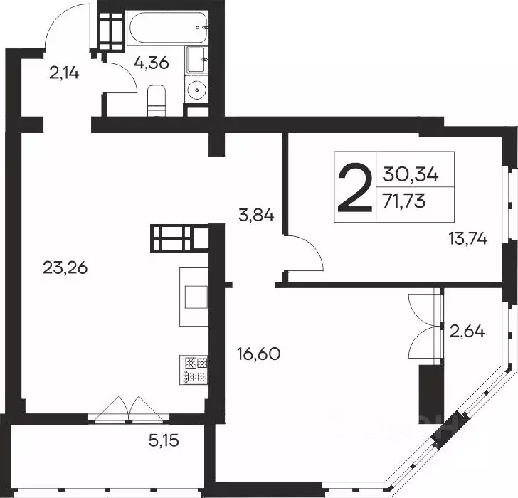 2-к кв. Крым, Ялта Ай-Петри жилой комплекс (71.73 м) - Фото 1