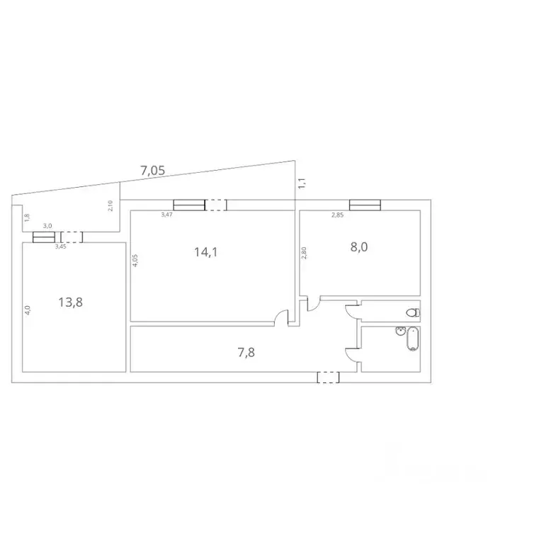 2-к кв. Омская область, Омск ул. Дмитриева, 5/4 (51.0 м) - Фото 1