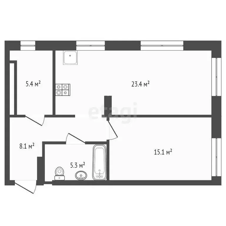 1-комнатная квартира: Тюмень, улица Республики, 204к3 (58.2 м) - Фото 1