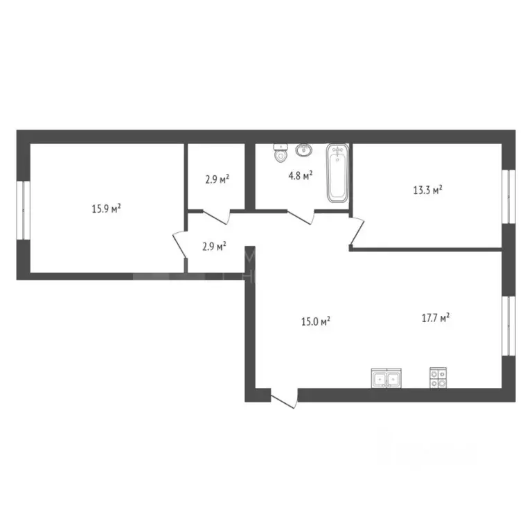 2-к кв. Тюменская область, Тюмень Новгородская ул., 14 (72.5 м) - Фото 1