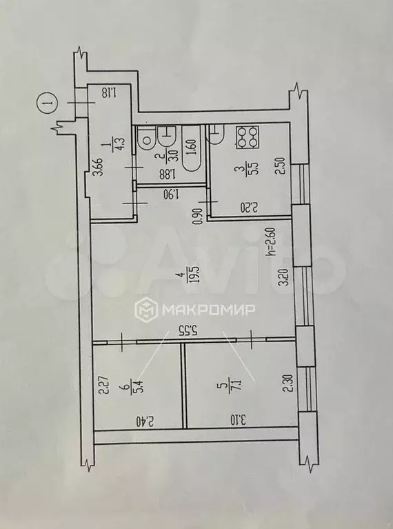 2-к. квартира, 44,8 м, 1/3 эт. - Фото 0