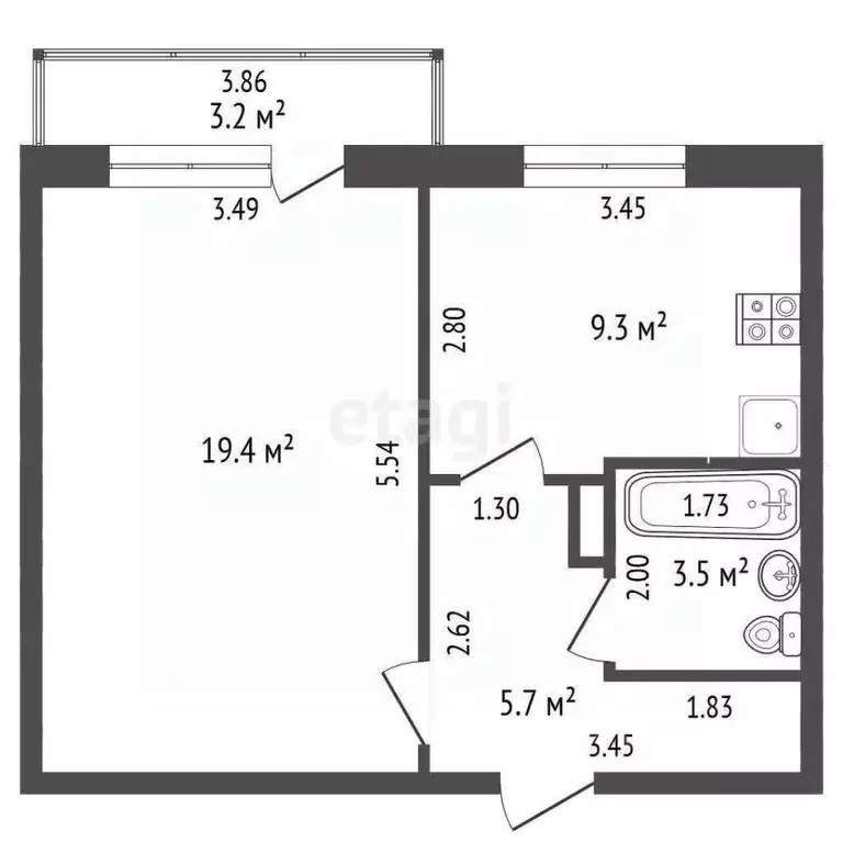 1-к кв. Саратовская область, Энгельс Краснодарская ул., 4 (37.9 м) - Фото 2