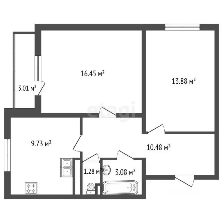 2-к кв. Ленинградская область, Мурино Всеволожский район, ул. ... - Фото 2