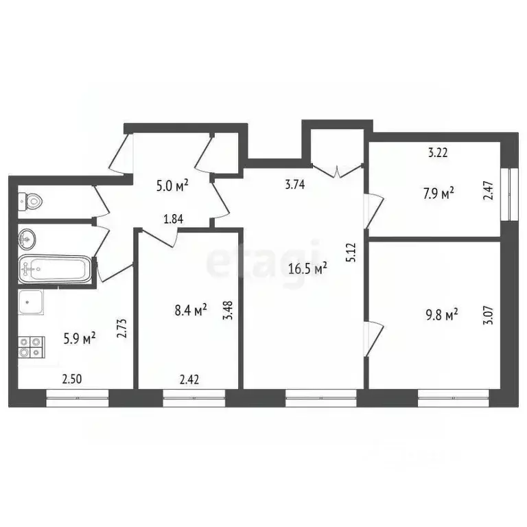 4-к кв. Архангельская область, Котлас просп. Мира, 29А (58.1 м) - Фото 1