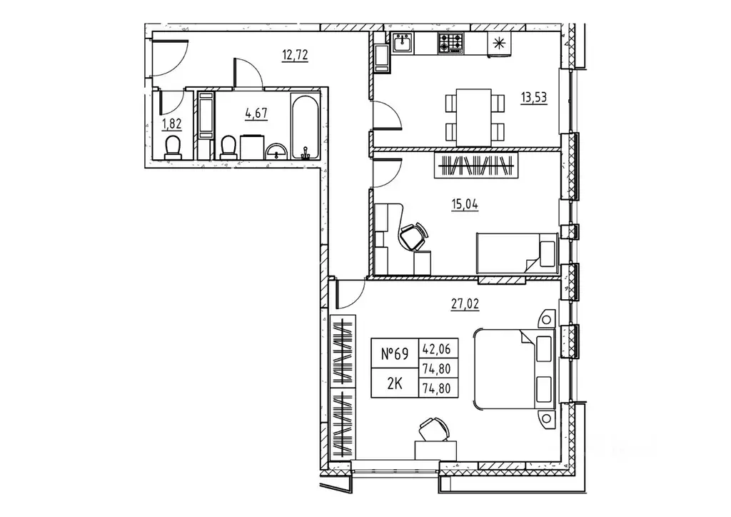2-к кв. Московская область, Дубна ул. Понтекорво (74.8 м) - Фото 1