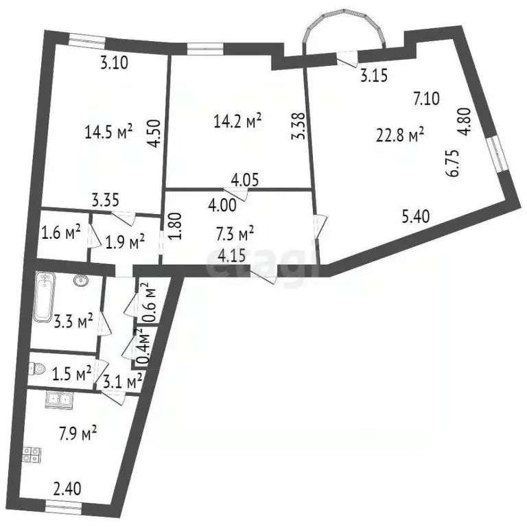 3-к кв. Санкт-Петербург, Санкт-Петербург, Пушкин Конюшенная ул., 38/37 ... - Фото 1