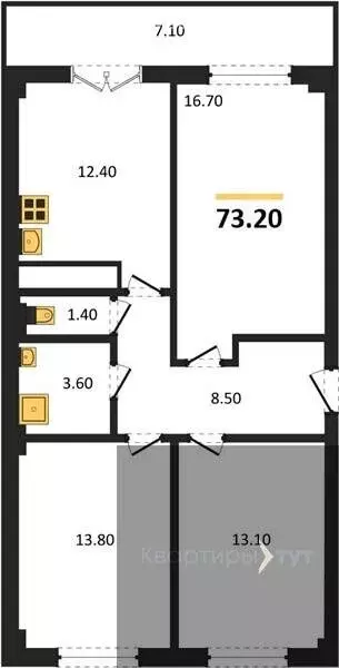 3-комнатная квартира: Воронеж, Цимлянская улица, 10В (73.1 м) - Фото 0
