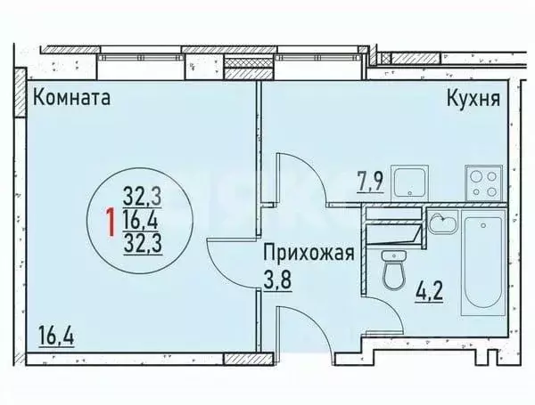 1-к кв. Московская область, Раменское ул. Березовая Роща, 5 (32.3 м) - Фото 1