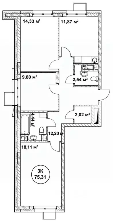 3-к кв. Нижегородская область, Нижний Новгород ул. Родионова (75.31 м) - Фото 1