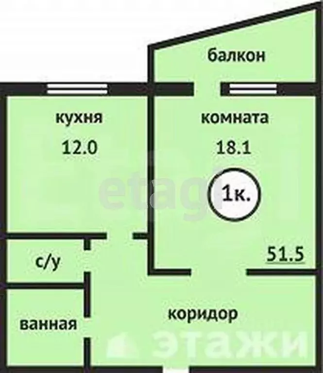 1-к кв. Саратовская область, Саратов ул. Лопатина Гора, 10А (33.5 м) - Фото 1