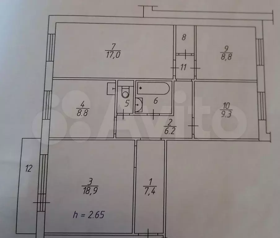 4-к. квартира, 82,5 м, 3/9 эт. - Фото 0