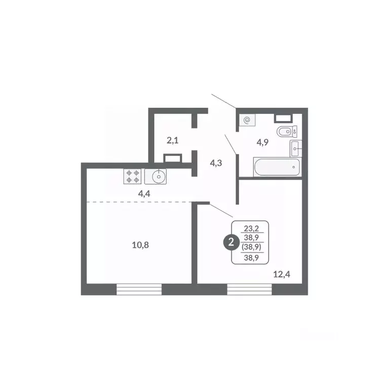 2-к кв. Кировская область, Киров ул. Потребкооперации, 34 (38.9 м) - Фото 1