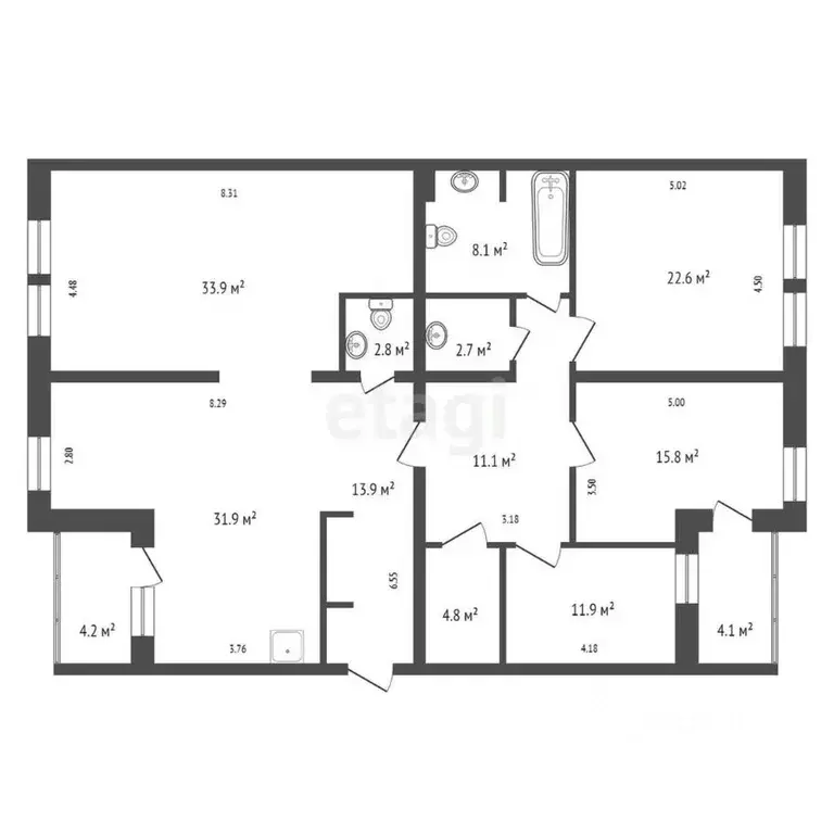 3-к кв. Красноярский край, Красноярск ул. Калинина, 41Б (67.7 м) - Фото 1
