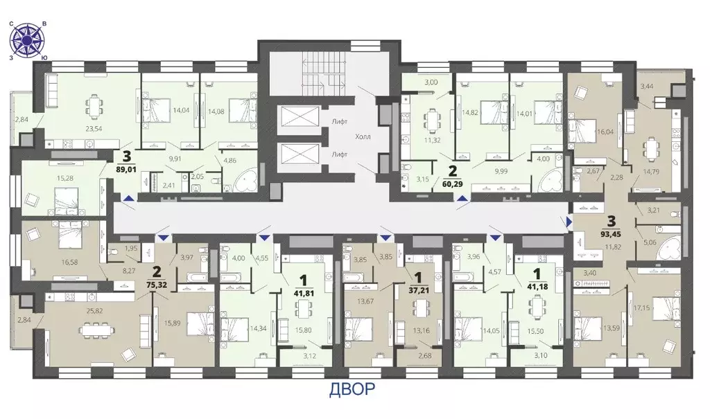 3-к кв. Рязанская область, Рязань ул. Космонавтов, 16 (89.01 м) - Фото 1