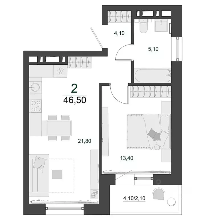 2-к кв. Красноярский край, Красноярск Нанжуль-Солнечный мкр, Фестиваль ... - Фото 1