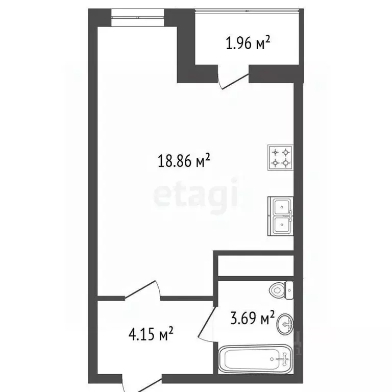 Студия Ленинградская область, Мурино Всеволожский район, Новая ул., ... - Фото 2