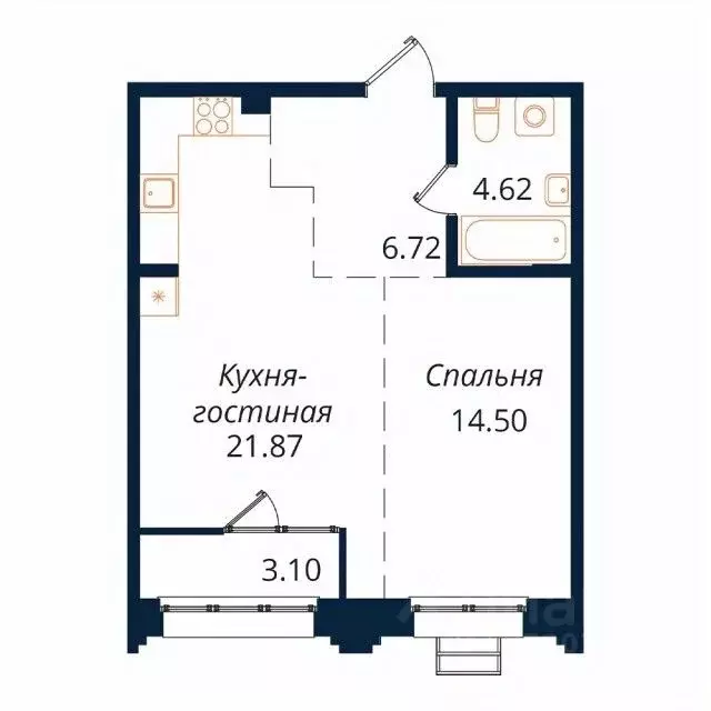 1-к кв. Иркутская область, Иркутск Байкальская ул., 246Б (50.1 м) - Фото 1