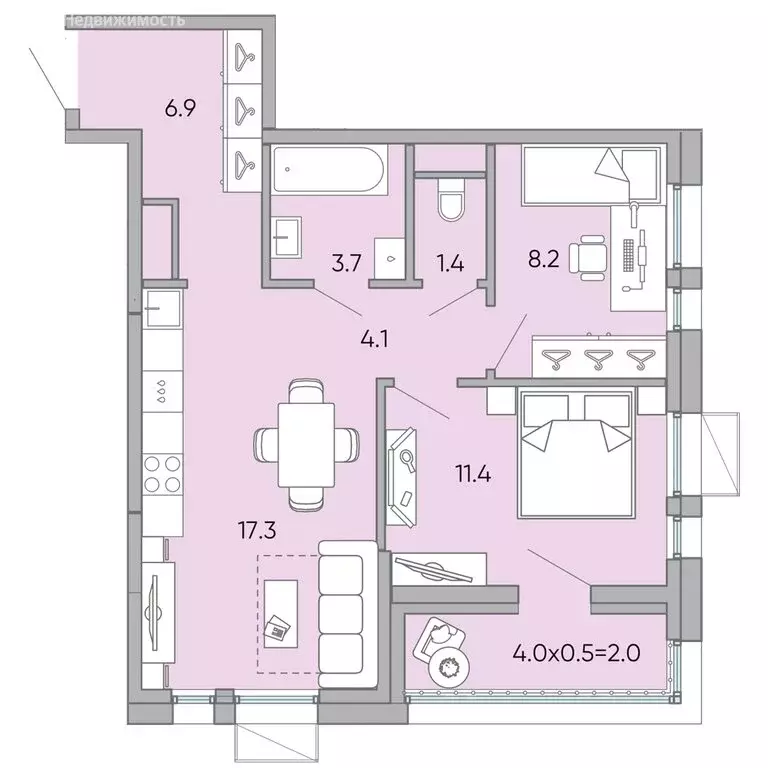 2-комнатная квартира: Чита, микрорайон Хороший, 14 (55 м) - Фото 1