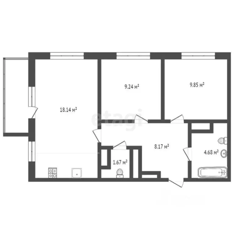 2-к кв. Тюменская область, Тюменский муниципальный округ, д. Дударева ... - Фото 2