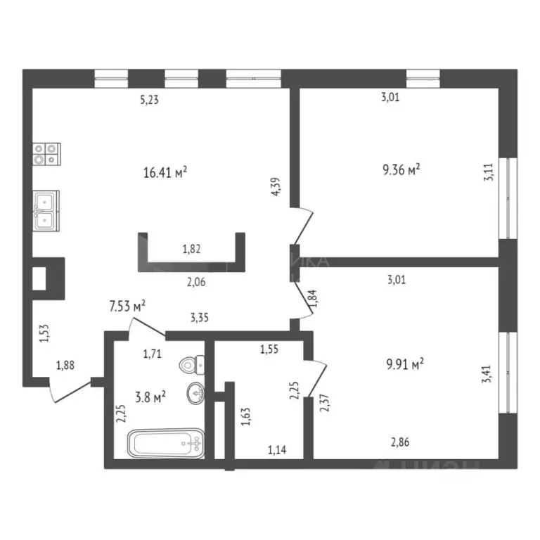 2-к кв. Тюменская область, Тюмень ул. Тимофея Чаркова, 87 (50.5 м) - Фото 1