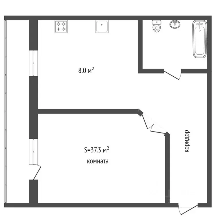 1-к кв. Татарстан, Набережные Челны 23-й комплекс, 2 (32.0 м) - Фото 2