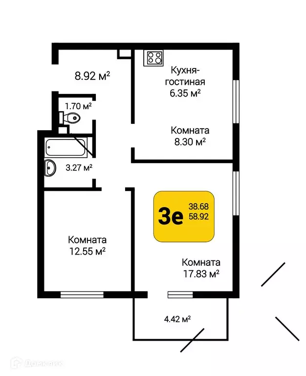 Продаётся 3-к квартира, 59.88 м - Фото 0