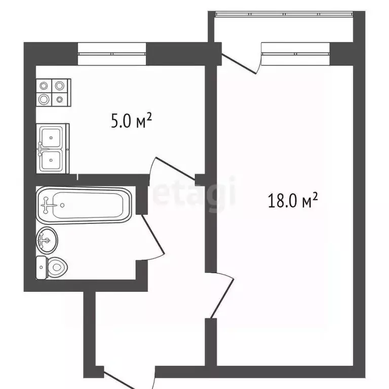 1-к кв. Ростовская область, Таганрог ул. Пальмиро Тольятти, 34 (29.0 ... - Фото 2