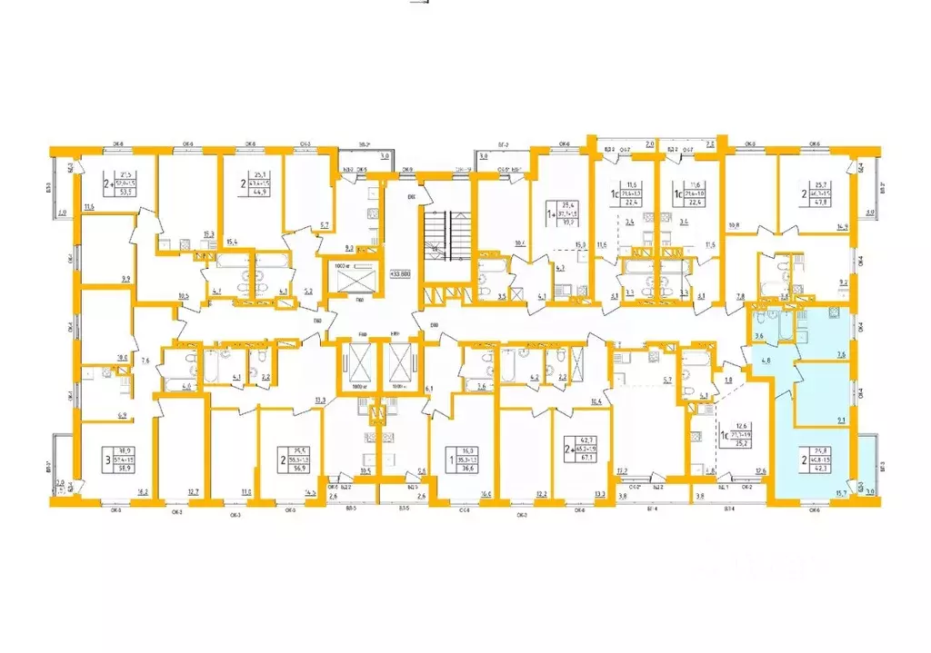 2-к кв. Башкортостан, Уфа Инорс-4Б мкр, Акварель жилой комплекс (42.3 ... - Фото 2