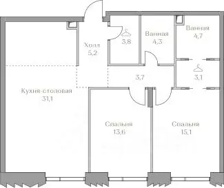 2-к кв. Москва Коллекция Лужники жилой комплекс (84.6 м) - Фото 0