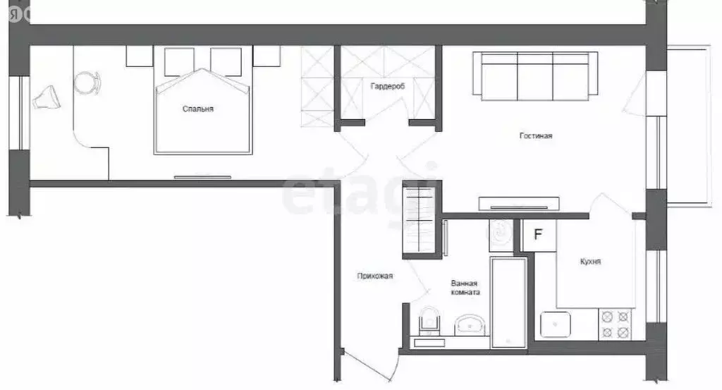 1к в 2-комнатной квартире (18 м) - Фото 1