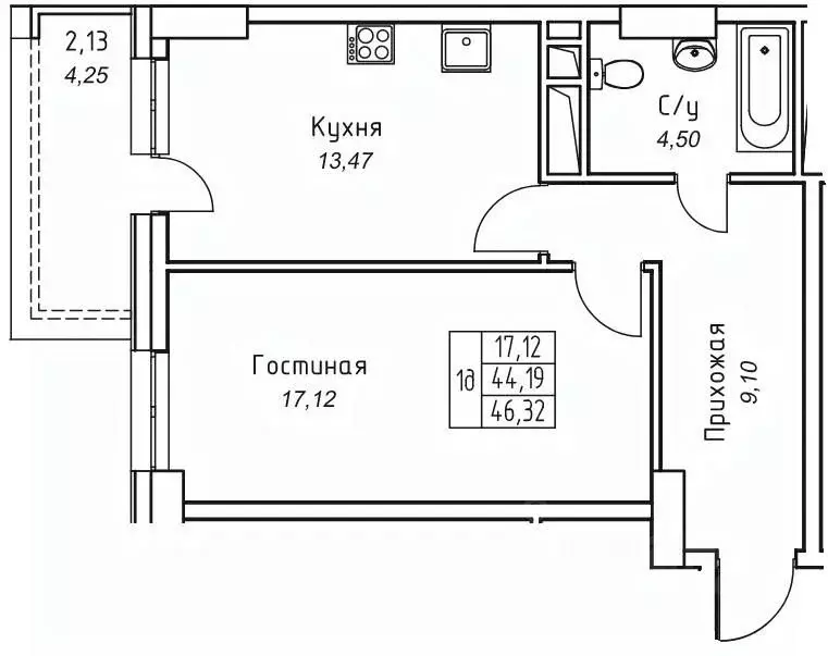 1-к кв. Саха (Якутия), Якутск 11-й кв-л,  (46.32 м) - Фото 0