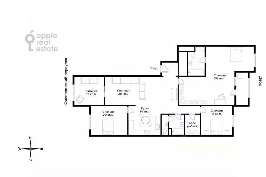 5-к кв. Москва Филипповский пер., 8С1 (222.0 м) - Фото 2