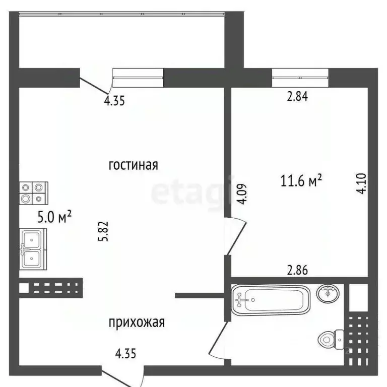 2-к кв. Челябинская область, Челябинск ул. Петра Столыпина, 5 (40.5 м) - Фото 2