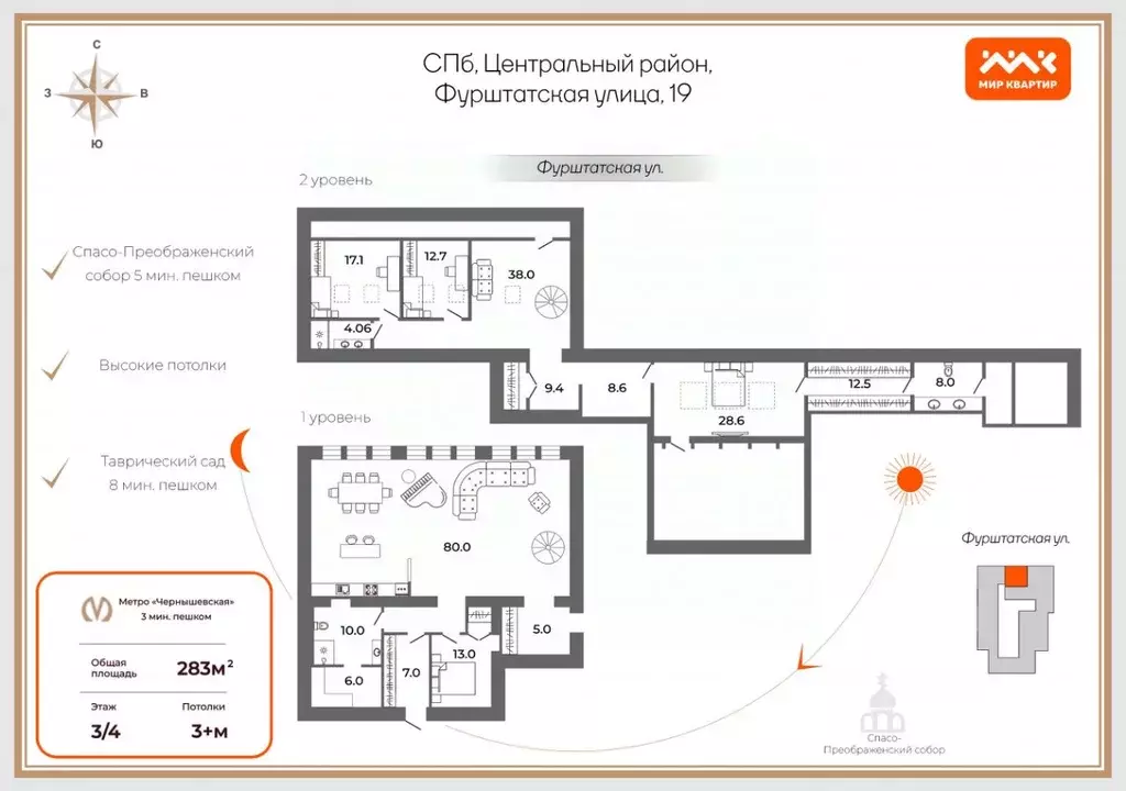 4-к кв. Санкт-Петербург Фурштатская ул., 19 (283.0 м) - Фото 1